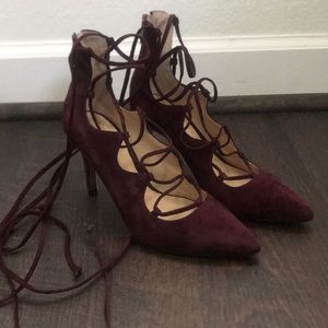 Vince Camuto Burgundy Lace up Heels